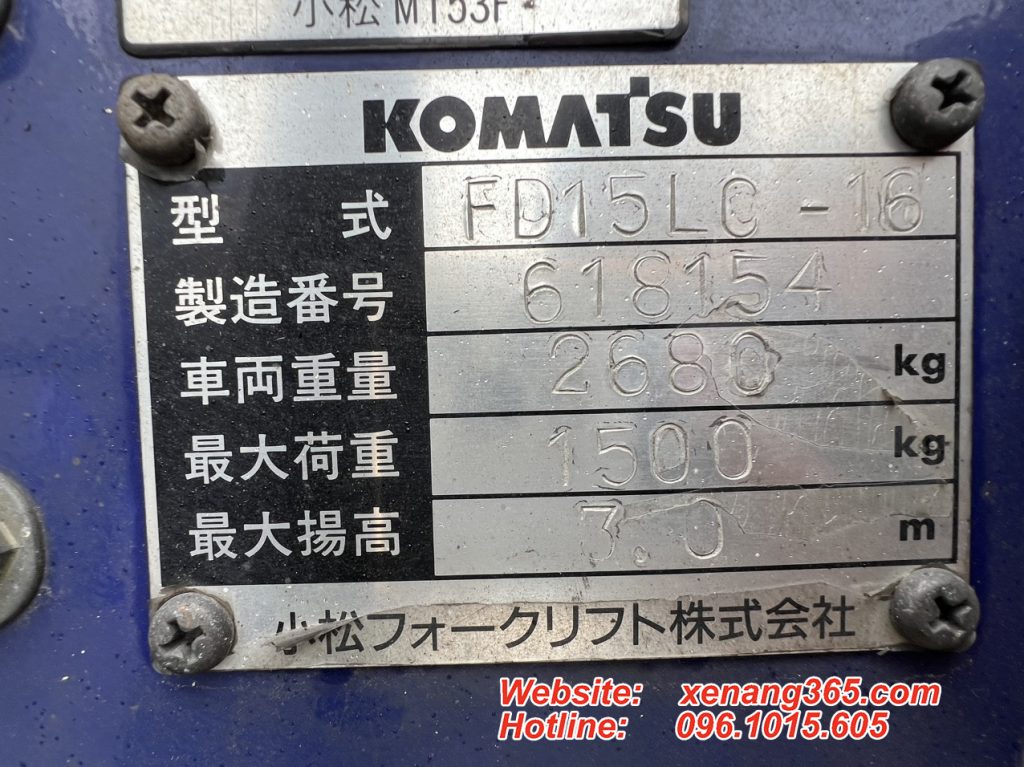Xe nâng dầu 1.5 tấn Komatsu FD15LC-16 - 618154 Xe nâng dầu 1.5 tấn Komatsu FD15LC-16 - 618154