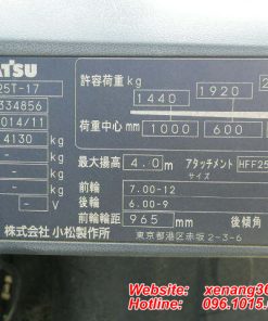 Xe nâng dầu Komatsu 2.5 tấn FD25T-17-334856 Xe nang dau Komatsu 25 tan FD25T 17 7