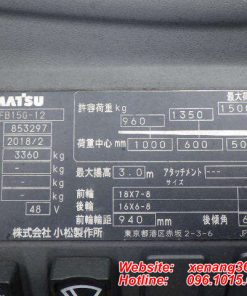 Xe nâng điện 1.5 tấn Komatsu FB15G-12-2018 Xe nâng điện 1.5 tấn Komatsu