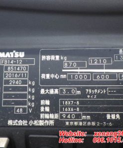 Xe nâng điện 1.4 tấn Komatsu FB14-12-851470 Xe nâng điện 1.4 tấn Komatsu