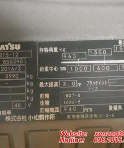 Xe nâng điện Komatsu 1.5 tấn FB15-12-850390 Xe nang dien Komatsu 15 tan FB15 12 5 1