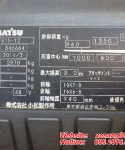 Xe nâng điện Komatsu 1.5 tấn FB15-12-846664 Xe nâng điện Komatsu 1.5 tấn FB15-12-850390
