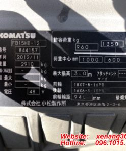 Xe nâng điện 1.5 tấn Komatsu FB15HB-12-844157 Xe nâng điện 1.5 tấn