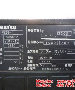 Xe nâng điện 2.5 tấn Komatsu FE25-1-308492 xe siêu lướt Xe nâng cũ FE25-1