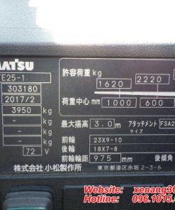 Xe nâng điện chui công 2.5 tấn Komatsu FE25-1 dịch giá Tem của xe nâng