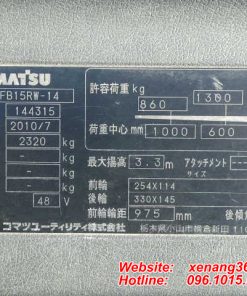 Xe nâng điện đứng lái chui công 1.5 tấn Komatsu FB15RW-14-144315 Xe nâng điện đứng lái chui công