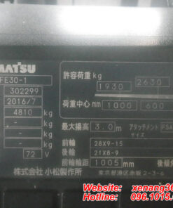 Xe nâng điện 3 tấn Komatsu FE30-1 302299 Tem xe nâng