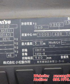 Xe nâng điện 1.5 tấn Komatsu FB15-12-853311 Tem xe nâng
