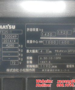 Xe nâng điện Komatsu 2.5 tấn FE25-1-3010049 Tem xe nâng