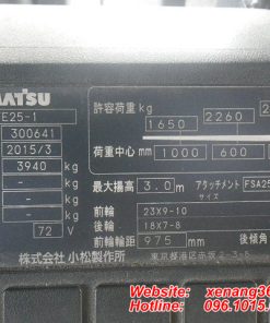 Xe nâng điện Komatsu 2.5 tấn FE25-1-300641 Tem xe nâng