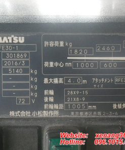 Xe nâng điện Komatsu 3 tấn FE30-1 Mâm xoay Tem xe nâng