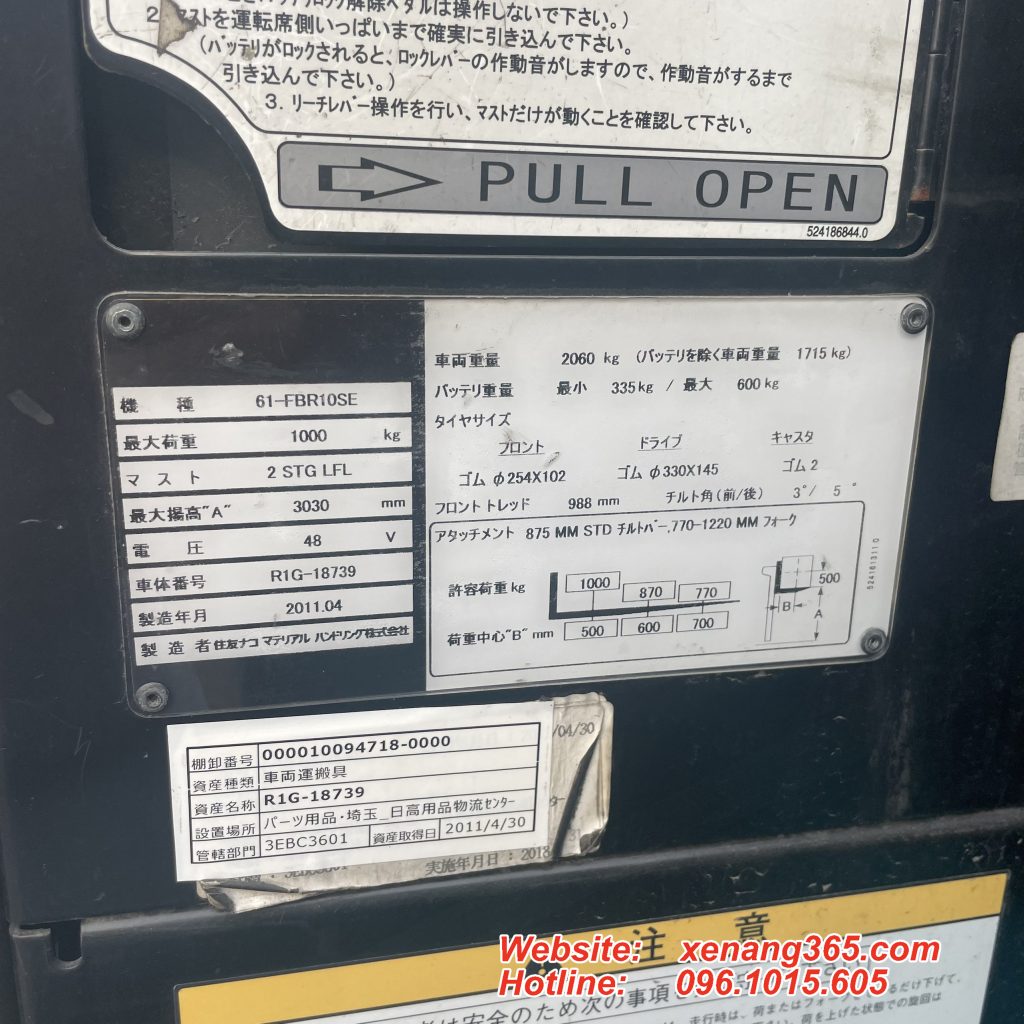 Tem xe nâng điện đưng lái 1 tấn
