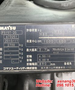 Xe nâng gas 1.5 tấn Komatsu FG15T-20-673251 Xe nang gas 15 tan Komatsu FG15T 20 4