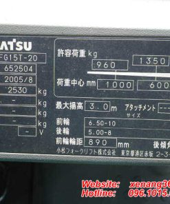 Xe nâng xăng gas 1.5 tấn Komatsu FG15T-20-652504 Tem xe nâng