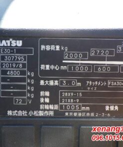 Xe nâng điện 3 tấn Komatsu FE30-1 sản xuất 2019 dịch giá siêu đẹp Xe nang dien 3 tan Komatsu FE30 1 4