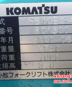 Xe nâng điện 1 tấn Komatsu FB10EX-8 sản năm 2000 chất lượng tốt Tem xe nâng điện 1 tấn FB10EX-8