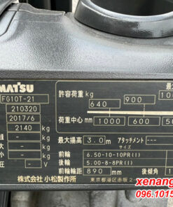 Tem xe nâng xăng 1 tấn Komatsu FG10T-21