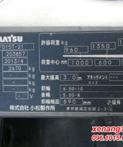 Xe nâng dầu 1.5 tấn Komatsu FD15T-21 số tự rất đẹp sản xuất 2013 Tem xe nâng dầu 1.5 tấn Komatsu FD15T-21