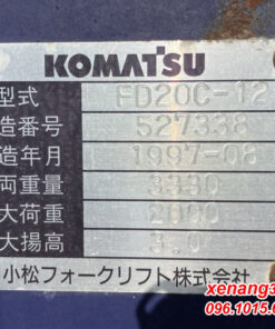 Xe nâng dầu 2 tấn Komatsu FD20C-12 số sàn còn đẹp nâng hạ cơ bản Tem xe nâng dầu 2 tấn Komatsu FD20C-12-527338