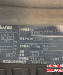 Xe nâng điện 2 tấn Komatsu FB20A-12 sản xuất 2018 cực đẹp Tem xe nâng điện FB20A-12