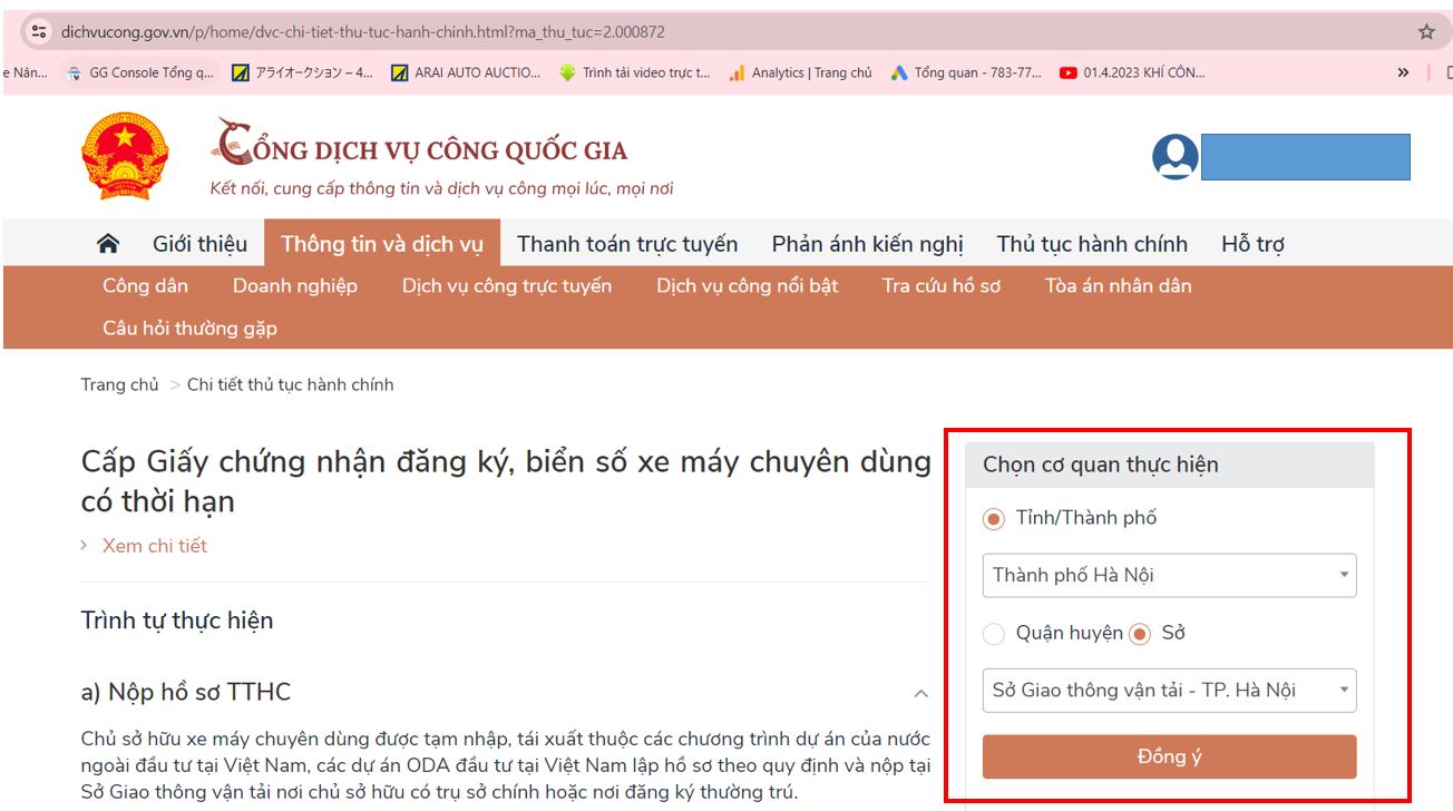 Thủ tục đăng kí biển số xe nâng như thế nào? Điều kiện để đăng kí biển số xe nâng là gì? Xe nâng có thể được sử dụng ở ngoài đường không? Đăng kí biển số trực tuyến bước 1