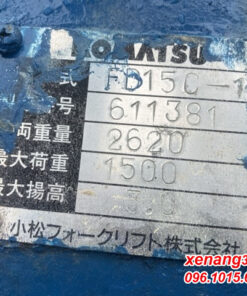 Tem xe nâng dầu 1.5 tấn Komatsu FD15C-16-611381