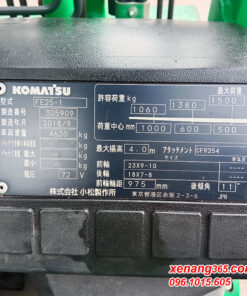 Xe nâng điện 2.5 tấn Komatsu FE25-1 sản xuất 2018 cao 4m 305909|Electric Forklift Tem xe
