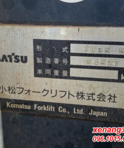 Xe nâng dầu 3.5 tấn Komatsu FD35-5- 34527 gật gù số sàn lốp kép cao 4m|Diesel counterbalance Truck Tem xe