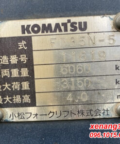 Xe nâng dầu 3.5 tấn Komatsu FD35N-5-11619 số tự động dịch càng|Diesel counterbalance Truck Tem xe nâng dầu 3.5 tấn Komatsu FD35N-5-11619