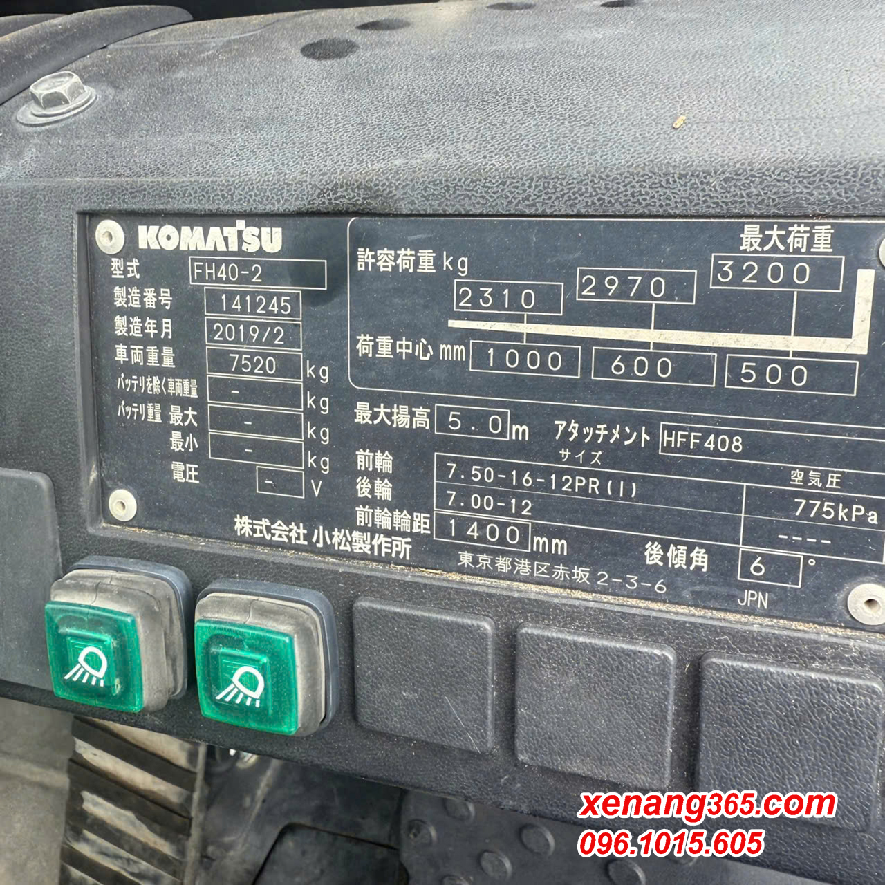 Xe nâng dầu 4 tấn Komatsu FH40-2 141245 số tự động cao 5m 2019 Gật gù Tem xe nâng