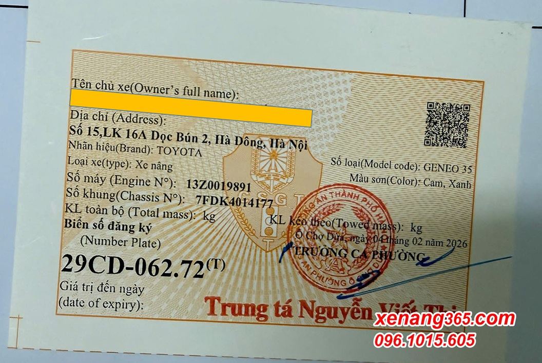 Dịch vụ đăng kí biển số xe nâng cũ, xe nâng mới uy tín 100% Giấy tờ xe nâng