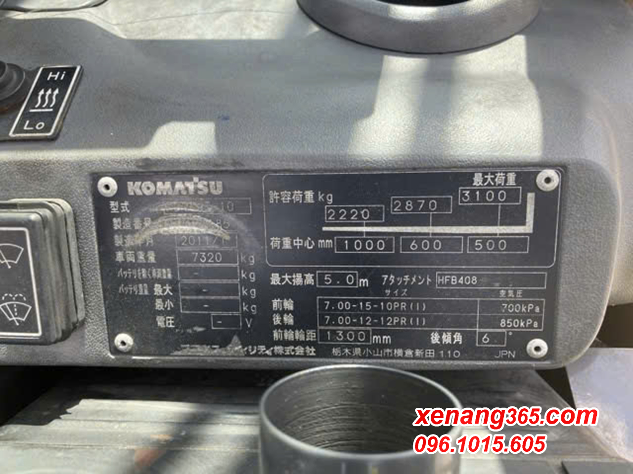 Xe nâng dầu 4 tấn Komatsu FH40T-10 135185 số tự động dịch giá và dịch càng cao 5m Tem xe nâng