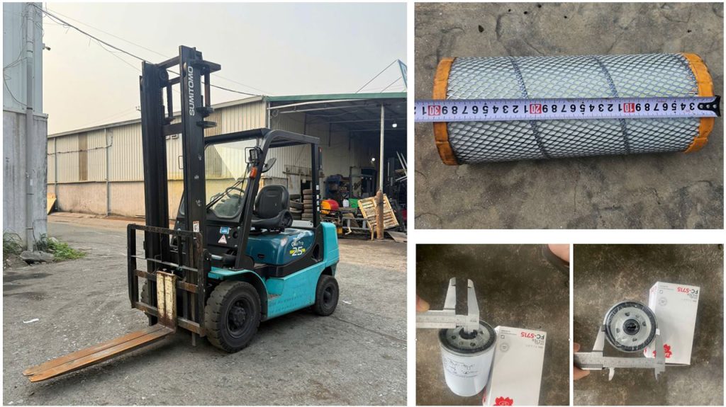Cấu tạo khoang máy và thay bộ lọc xe nâng dầu 2.5 tấn Sumitomo 11FD25PAXIII24D để bảo dưỡng gồm những gì? Anh bia xe nang dau 2 5 sumitomo