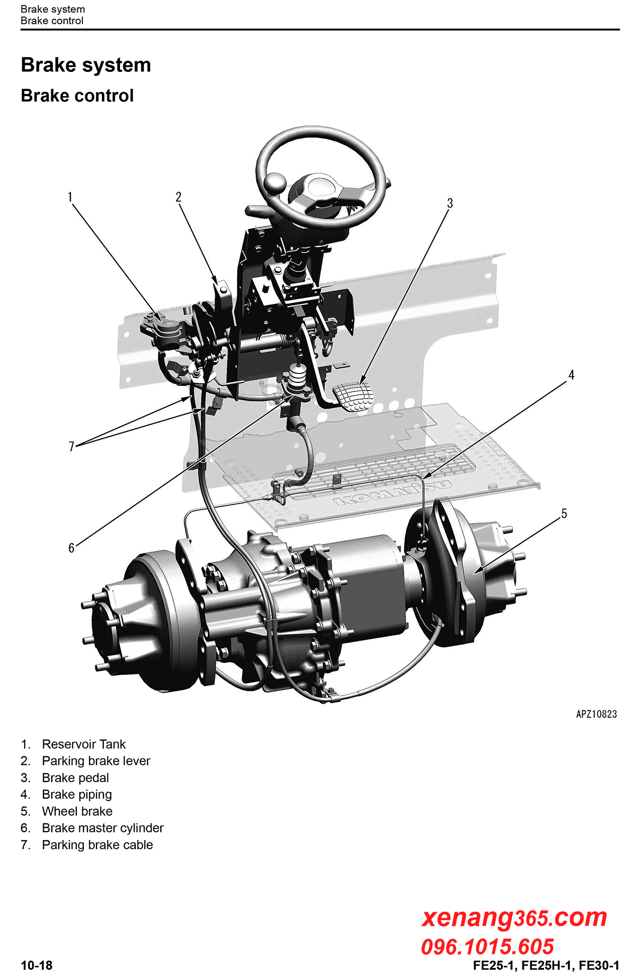 Download Shop manual FE25-1 FE30-1 sửa chữa xe nâng điện Komatsu 2.5 tấn và 3 tấn FE25-1, FE30-1 Cấu tạo chức năng hệ thống phanh