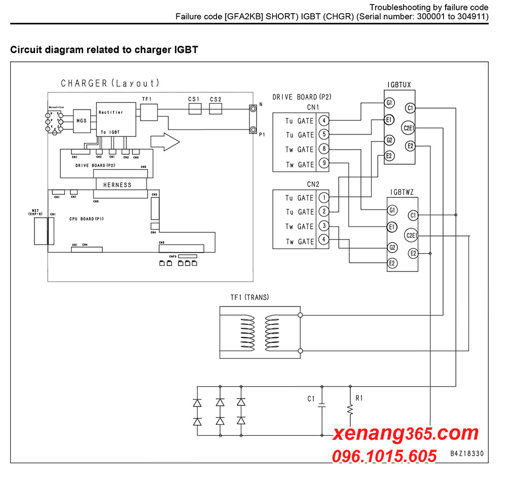 Hướng dẫn xử lý lỗi L03 GFB8MC ABNL QUẠT ẮC QUY (CHGR/C) xe nâng điện 2.5 tấn Komatsu FE25-1, 3 tấn FE30-1 như thế nào? Sơ đồ mạch điện Hướng dẫn xử lý lỗi L03 GFB8MC xe nâng điện Komatssu FE25-1