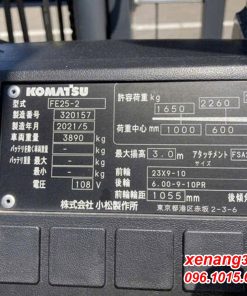 Xe nâng điện 2.5 tấn Komatsu FE25-2 320157 hàng trưng bày siêu lướt Xe nâng điện 2.5 tấn Komatsu FE25-2 320157 hàng trưng bày siêu lướt